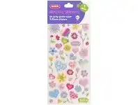 Kadink Puffy Sticker Glitter Sheet Heart & Flower Design