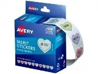 Officeworks Avery Merit Sticker Dispenser 400 Pack Heart offer