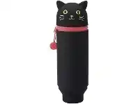 Officeworks Smart Fit Single Zip Stand Up Silicone Pencil Case Black Cat offer