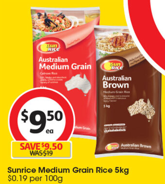 Coles Sunrice Medium Grain Rice 5kg offer