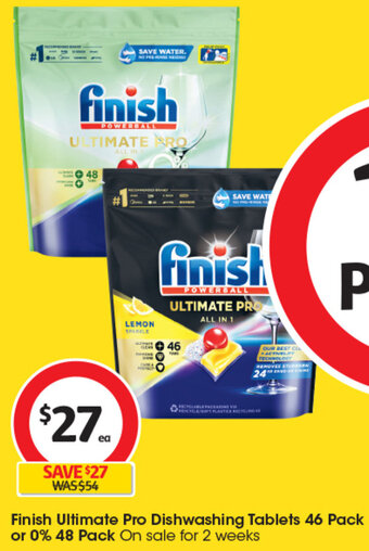 Coles Finish Ultimate Pro Dishwashing Tablets 46 Pack or 0% 48 Pack offer