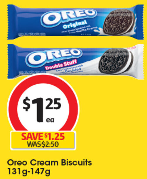 Oreo Cream Biscuits 131g147g offer at Coles