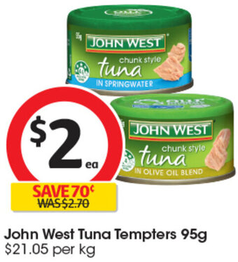 Coles John West Tuna Tempters 95g offer