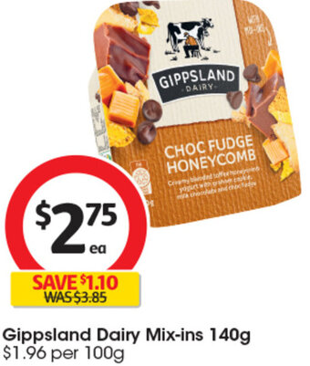 Coles Gippsland Dairy Mix-ins 140g offer