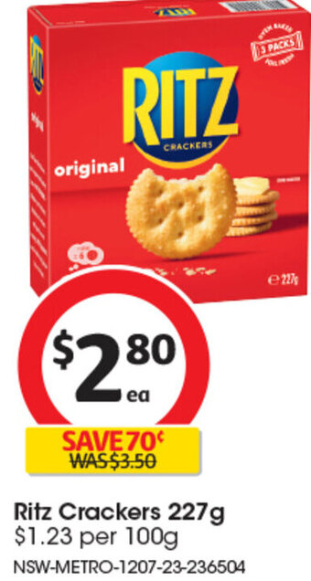 Coles Ritz Crackers 227g offer