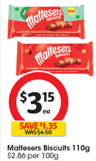 Coles Maltesers Biscuits 110g offer