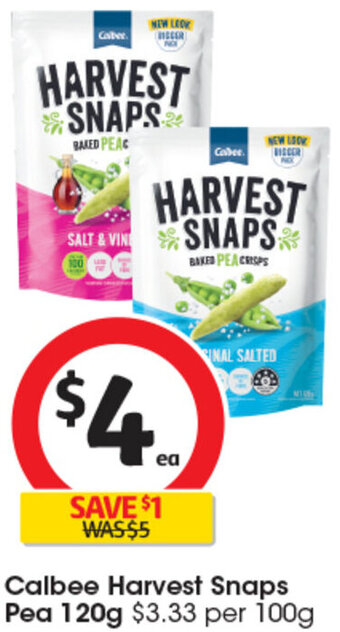 Coles Calbee Harvest Snaps Pea 120g offer