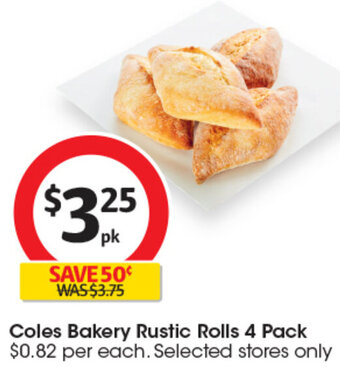 Coles Coles Bakery Rustic Rolls 4 Pack offer