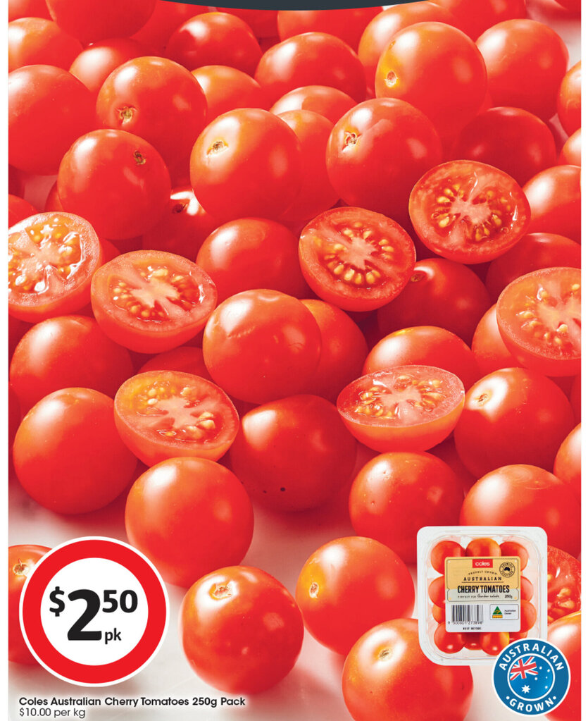 Coles Australian Cherry Tomatoes 250g Pack offer at Coles