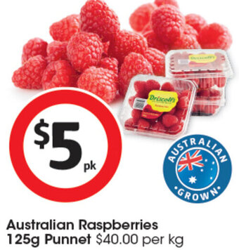 Coles Australian Raspberries 125g Punnet offer