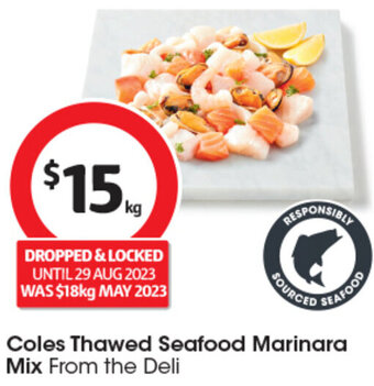 Coles Coles Thawed Seafood Marinara Mix offer
