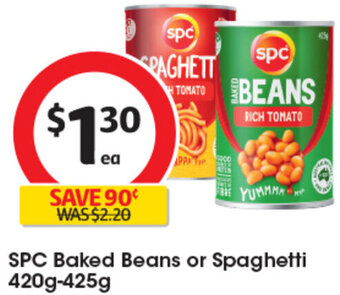 Coles SPC Baked Beans or Spaghetti 420g-425g offer