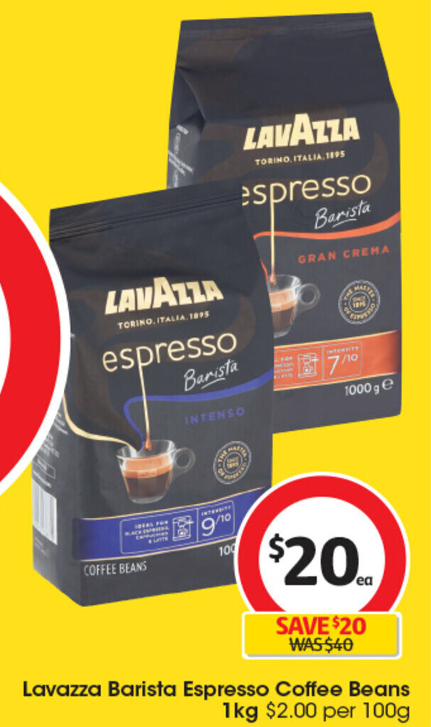 Lavazza Barista Espresso Coffee Beans 1kg offer at Coles