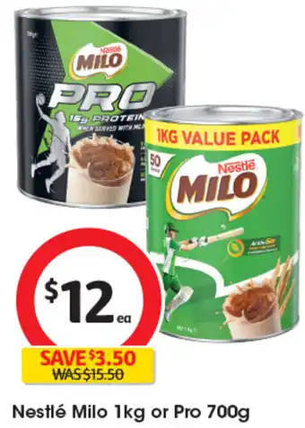 Coles Nestlé Milo 1kg or Pro 700g offer