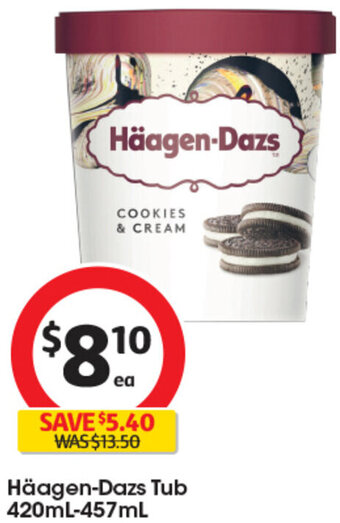 Coles Häagen-Dazs Tub 420mL-457mL offer
