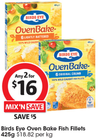 Coles Birds Eye Oven Bake Fish Fillets 425g offer