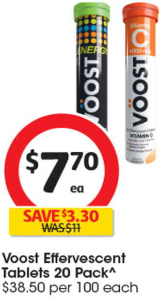Coles Voost Effervescent Tablets 20 Pack^ offer