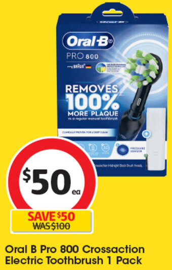 Coles Oral B Pro 800 Crossaction Electric Toothbrush 1 Pack offer