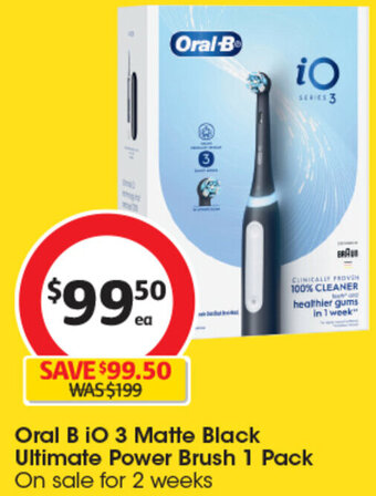 Coles Oral B iO 3 Matte Black Ultimate Power Brush 1 Pack offer