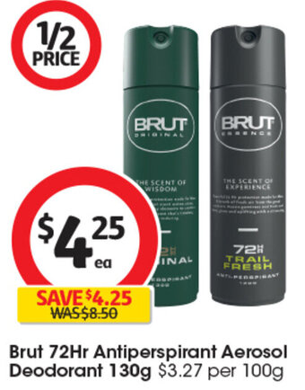 Coles Brut 72Hr Antiperspirant Aerosol Deodorant 130g offer