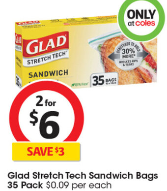 Glad Stretch Tech Sandwich Bags 35 Pack