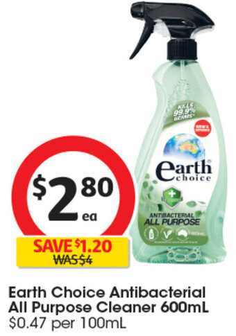 Coles Earth Choice Antibacterial All Purpose Cleaner 600mL offer