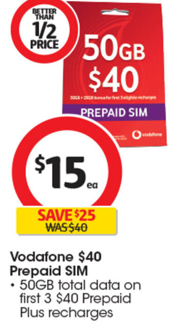 Coles Vodafone Prepaid SIM offer
