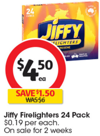 Coles Jiffy Firelighters 24 Pack offer