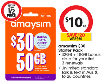 Coles amaysim Starter Pack offer