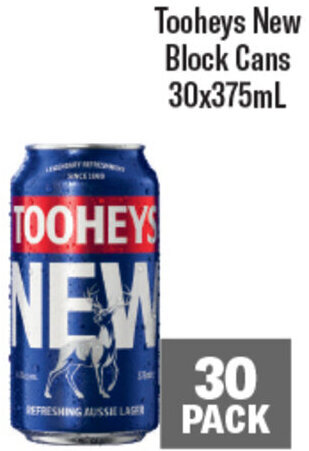 Coles Tooheys New Block Cans 30x375mL offer