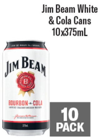 Coles Jim Beam White & Cola Cans 10x375mL offer