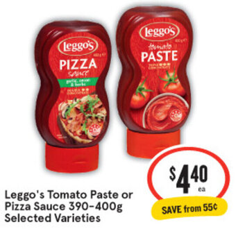 IGA Leggo's Tomato Paste or Pizza Sauce 390-400g offer