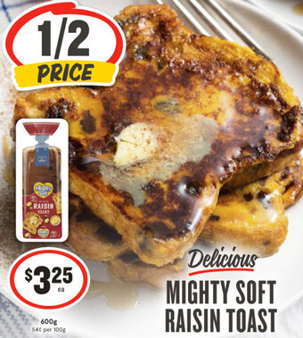 IGA MIGHTY SOFT RAISIN TOAST offer