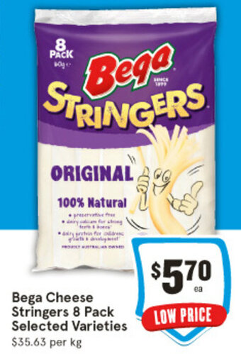 IGA Bega Cheese Stringers 8 Pack Selected Varieties offer