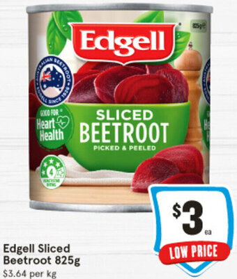 IGA Edgell Sliced Beetroot 825g offer