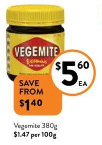 Foodworks Vegemite 380g offer