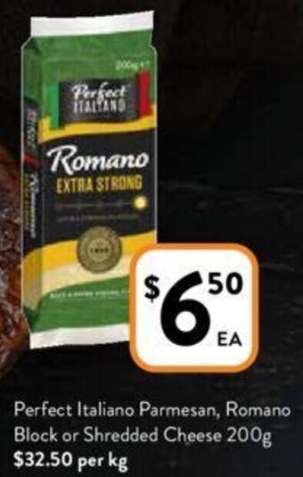Foodworks Perfect Italiano Parmesan, Romano Block or Shredded Cheese 200g offer