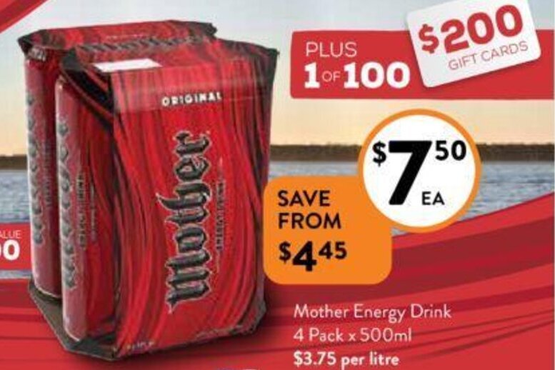 Mother Energy Drink 4 Pack x 500ml` offer at Foodworks