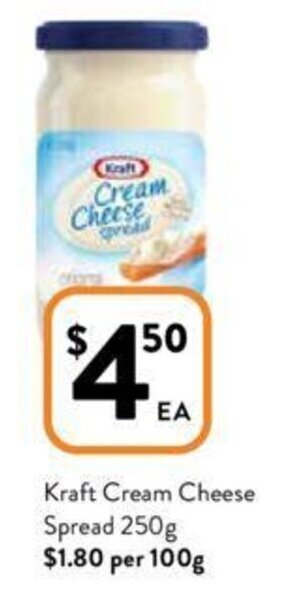 Foodworks Kraft Cream Cheese Spread 250g offer