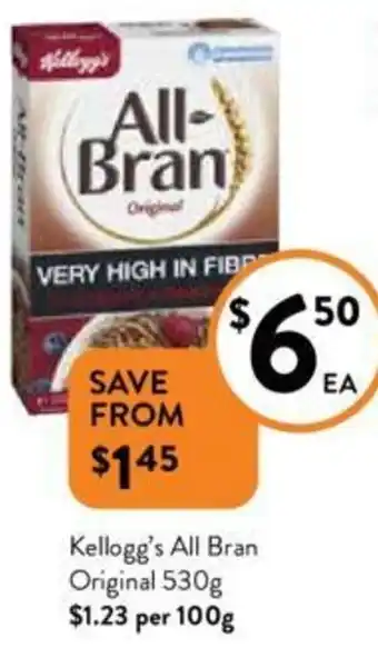 Foodworks Kellogg's All Bran Original 530g offer