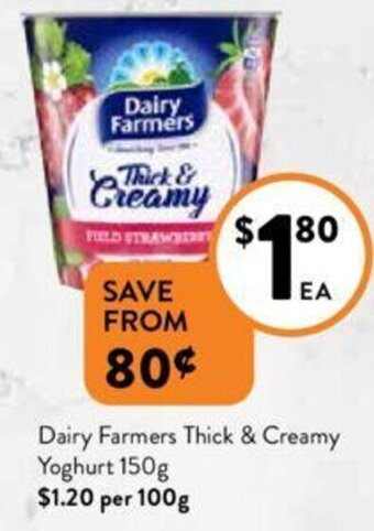 Foodworks Dairy Farmers Thick & Creamy Yoghurt 150g offer