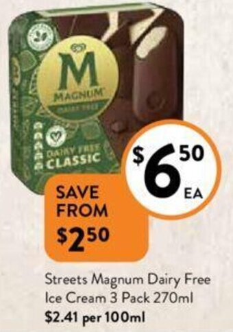 Foodworks Streets Magnum Dairy Free Ice Cream 3 Pack 270ml offer