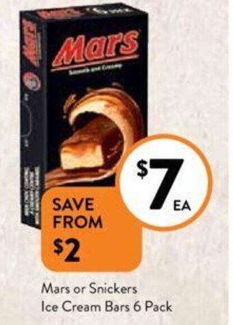 Mars or Snickers Ice Cream Bars 6 Pack