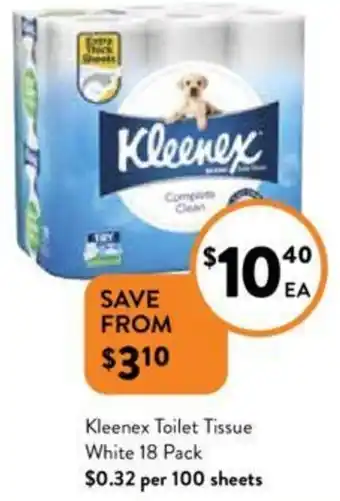 Foodworks Kleenex Toilet Tissue White 18 Pack offer