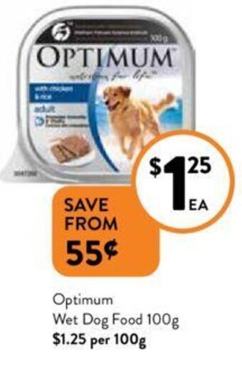 Foodworks Optimum Wet Dog Food 100g offer