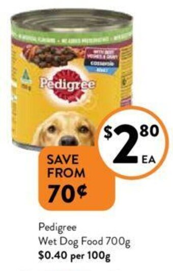 Foodworks Pedigree Wet Dog Food 700g offer