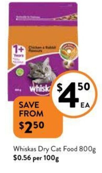 Foodworks Whiskas Dry Cat Food 800g offer