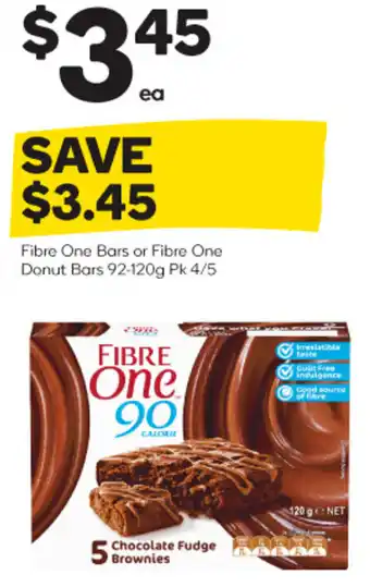 Woolworths Fibre One Bars or Fibre One Donut Bars 92-120g Pk 4/5 offer