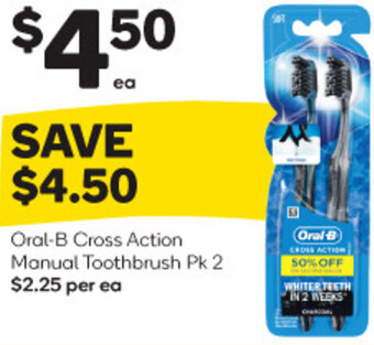 Woolworths Oral-B Cross Action Manual Toothbrush Pk 2 offer