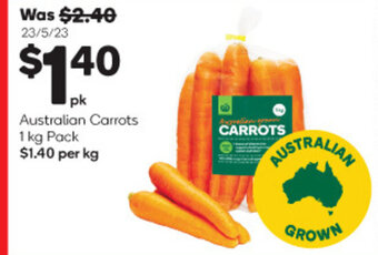 Woolworths Australian Carrots 1 kg Pack offer